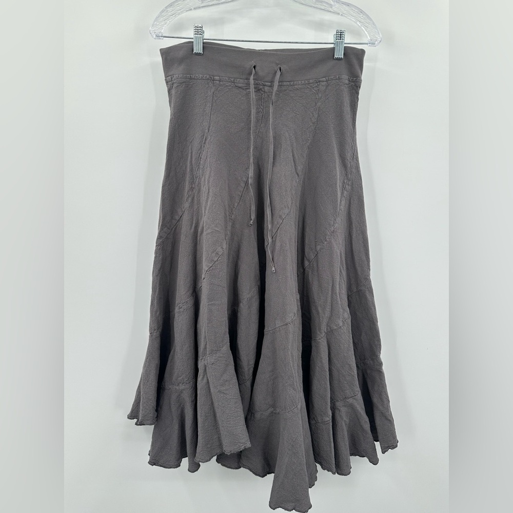 Sea Breeze of California Gray Boho Tiered Midi Skirt Size Medium Vintage